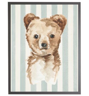 Watercolor baby Bear on blue stripes